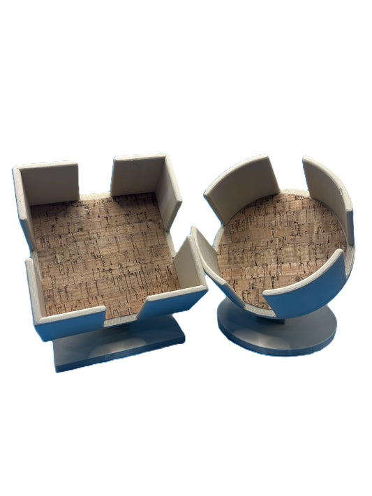 Modular Coaster Holder – 4" Round & Square | Minimalist Desk & Home Decor