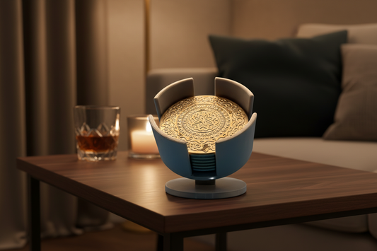 Gold Mandala Coaster Set luxury living room setting