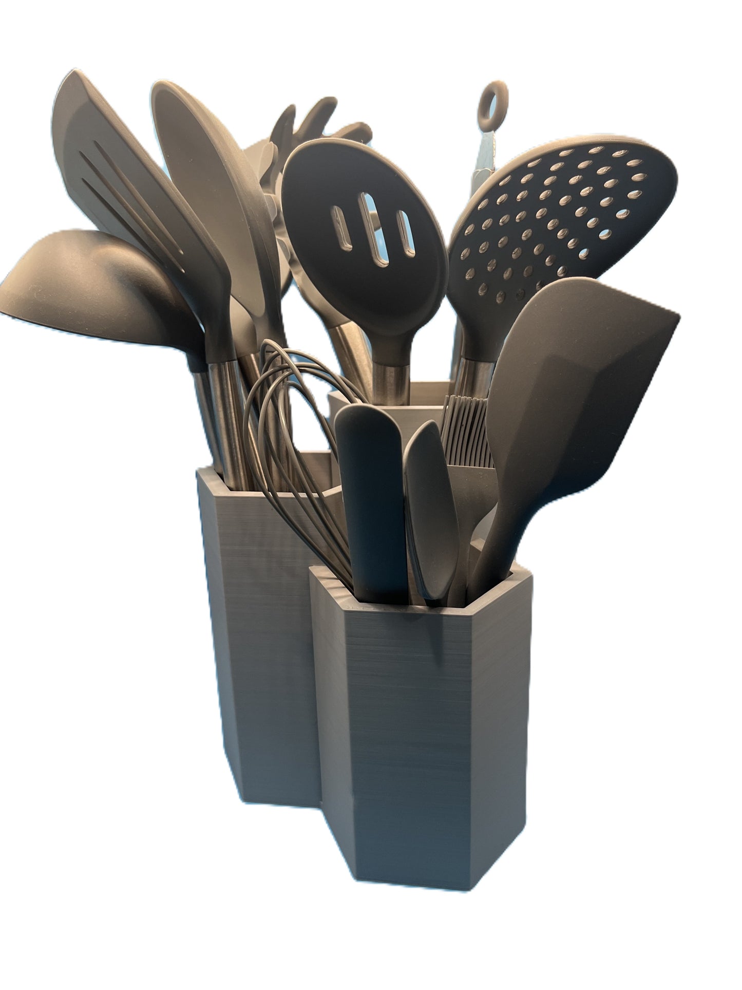 3-Compartment Kitchen Utensil Holder | Modern Countertop Organizer | Housewarming Gift