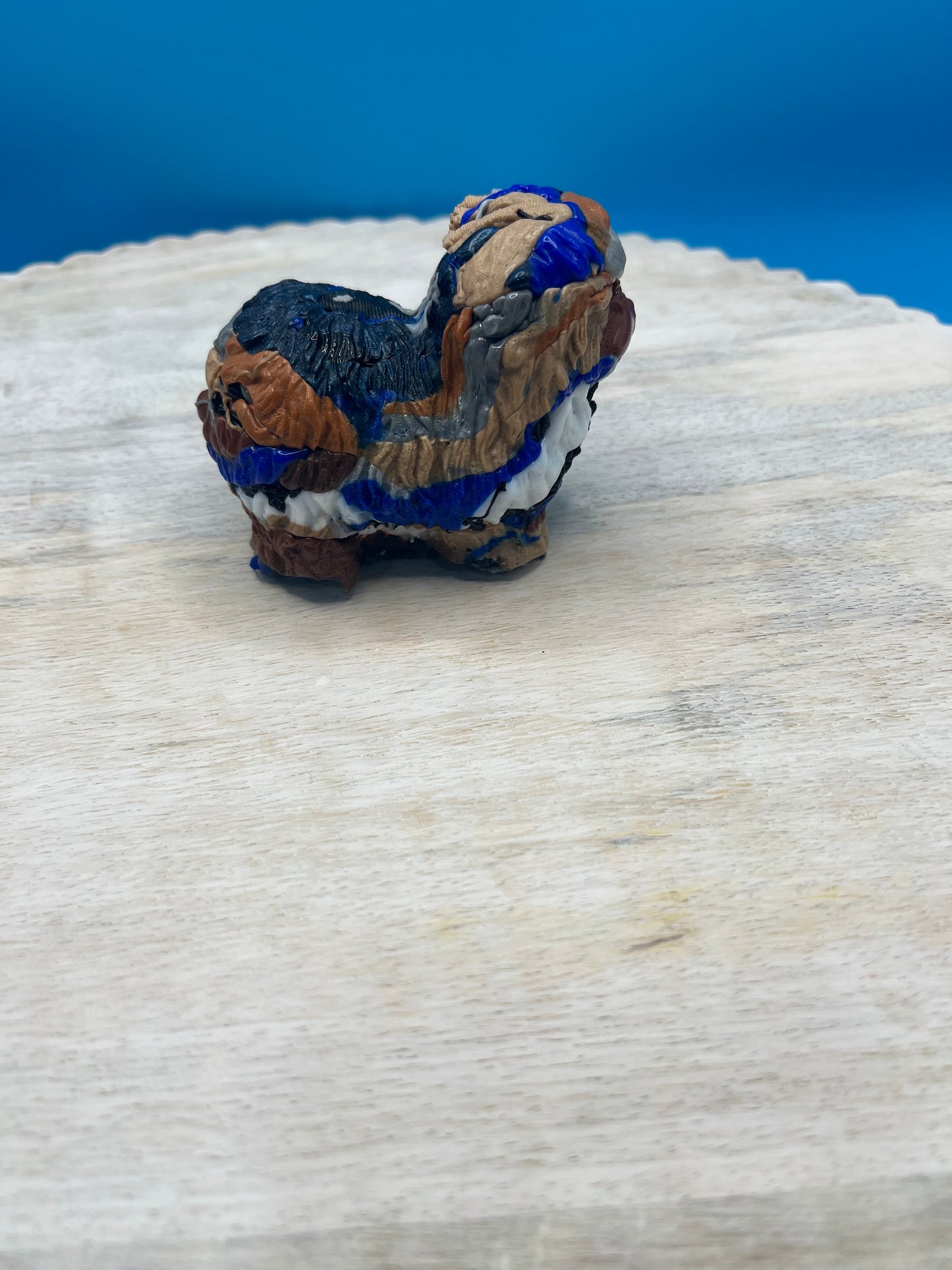Highland Cow Desk Figurine – Multicolor Swirl | Handmade Cute Desk Decor & Animal Gift