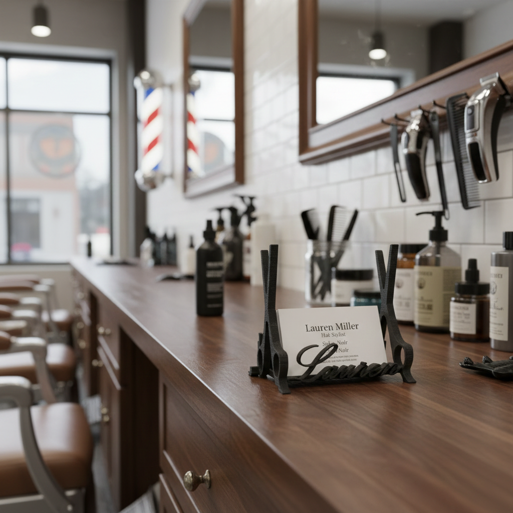 Personalized Business Card Holder | Salon, Barber & Desk Station Decor | Small Business Gift