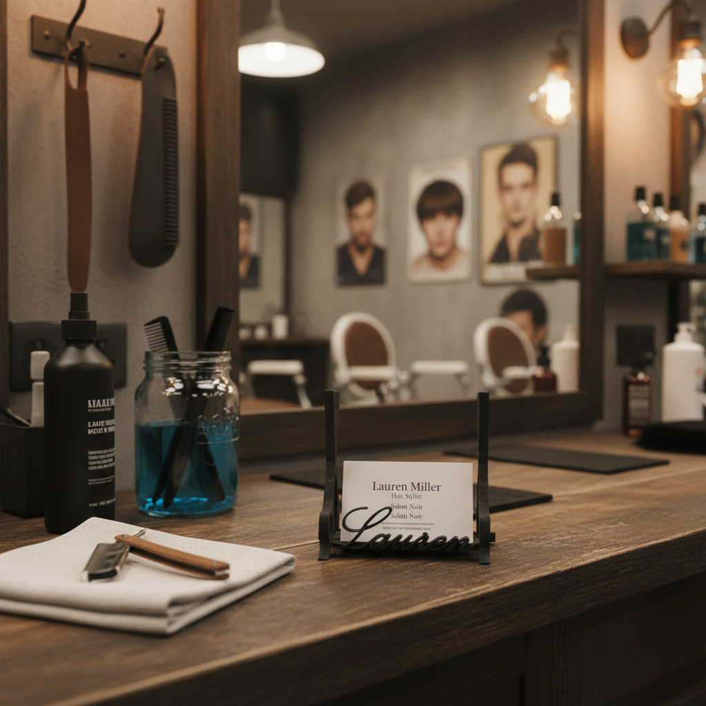 Personalized Business Card Holder | Salon, Barber & Desk Station Decor | Small Business Gift