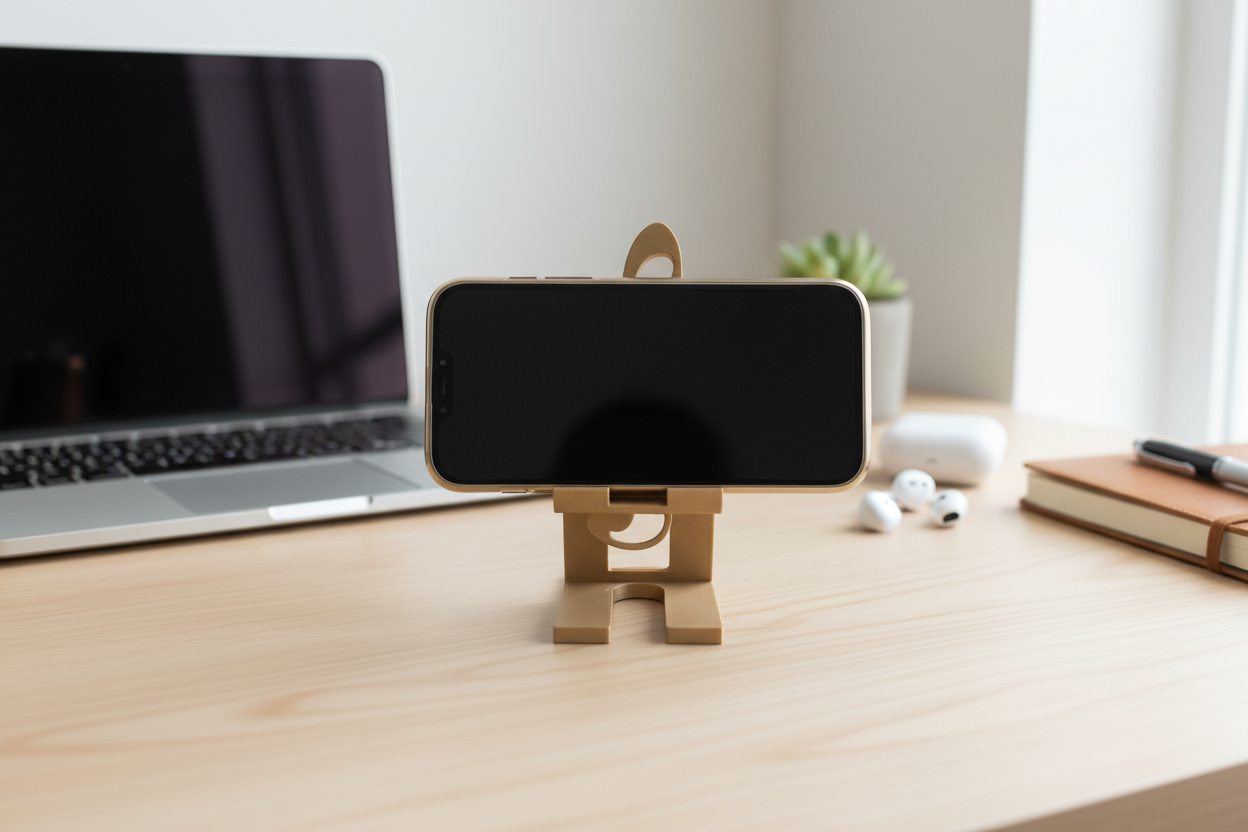 Phone Stand with modern workspace background