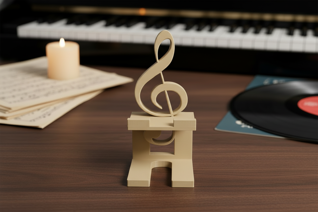Treble Clef Phone Stand straight-on view